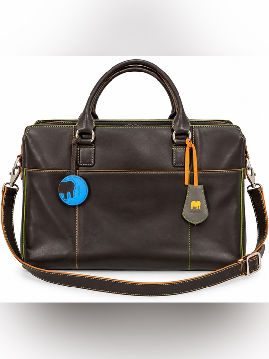 MyWalit Handbags - Mywalit Leather Laptop Briefcase Work Bag Brown Multicolor Crossbody